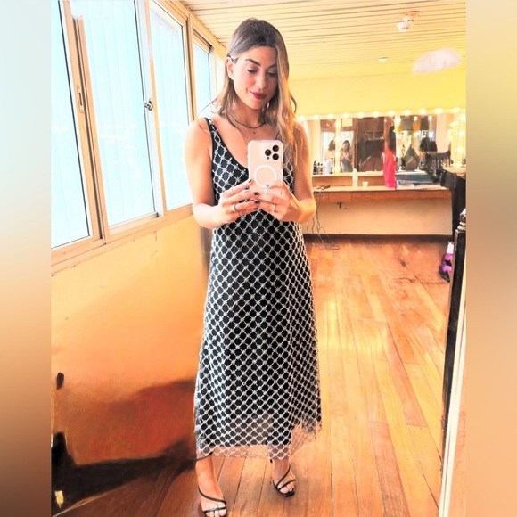 NWT Zara Chic Beaded Jewel Midi Dress - Picture 9 of 17